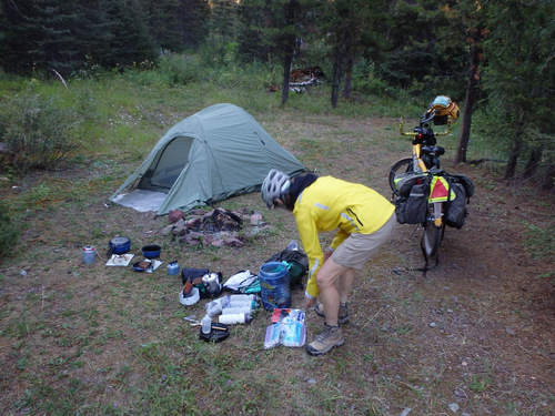GDMBR: The tent was up, the sleeping bags were fluffed, and Dinner was ready.